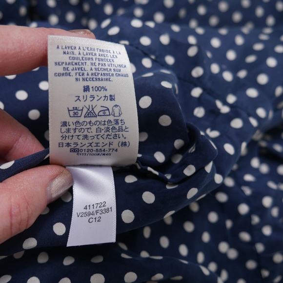 Land's End Canvas Silk Polkadot Dress Blue White - Picture 4 of 5